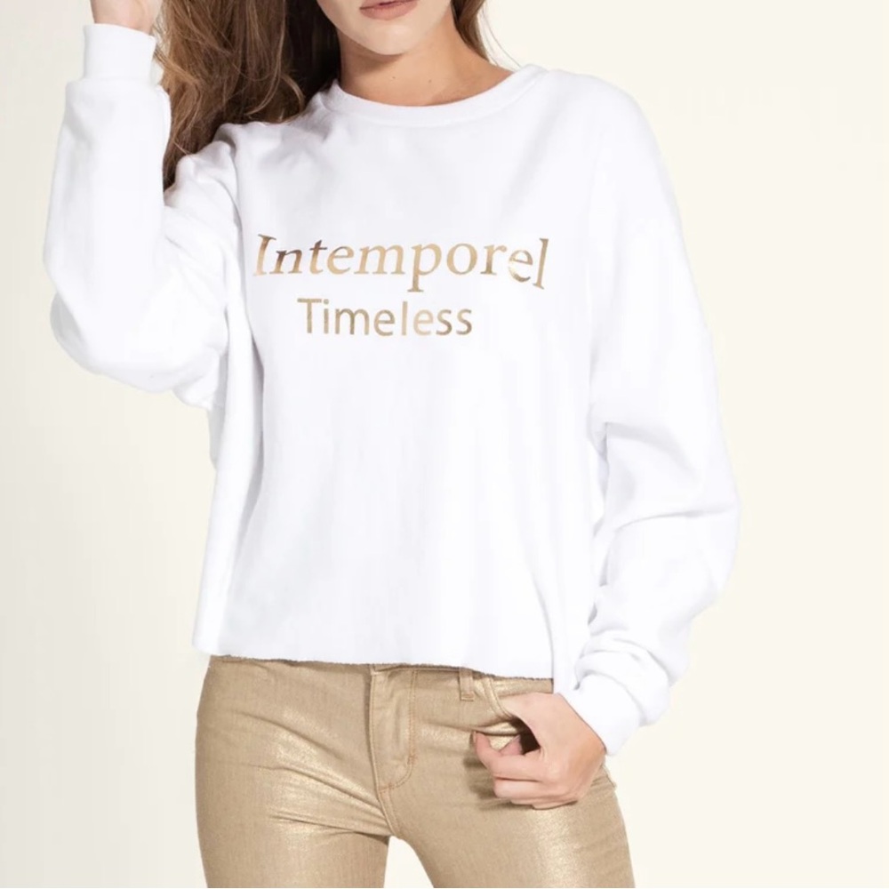 Siwy Stellan Sweatshirt with Gold Text Boxy, Cropped style Size M